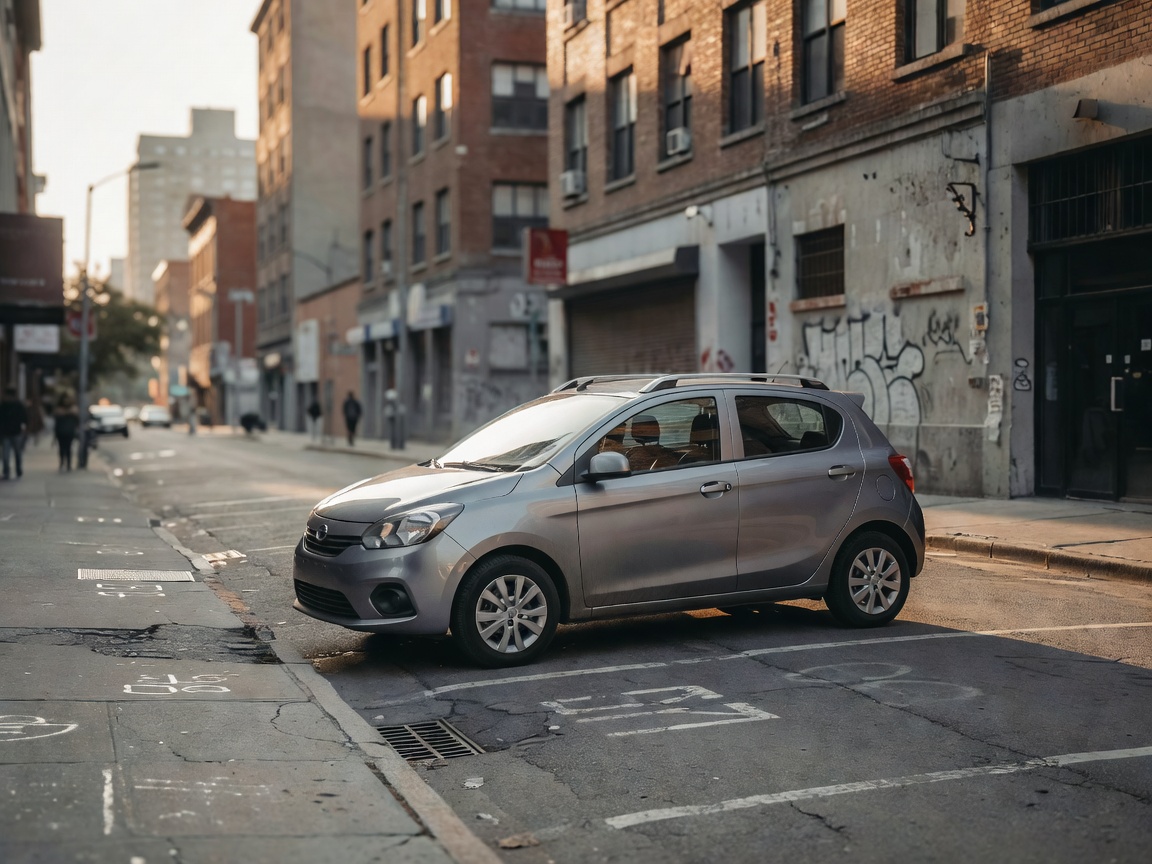 Practical compact car in an urban setting